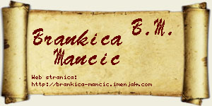 Brankica Mančić vizit kartica